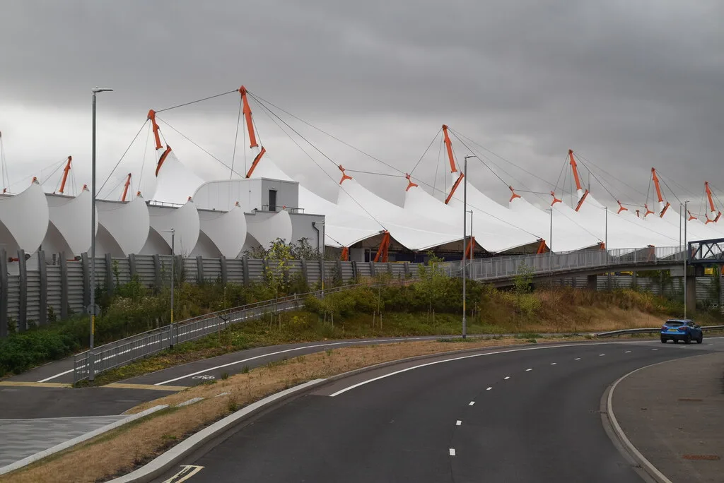 The tented roof of Ashford Designer Outlet on Kimberley Way.