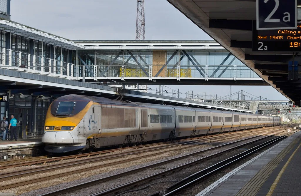 A Eurostar train at Ashford International station