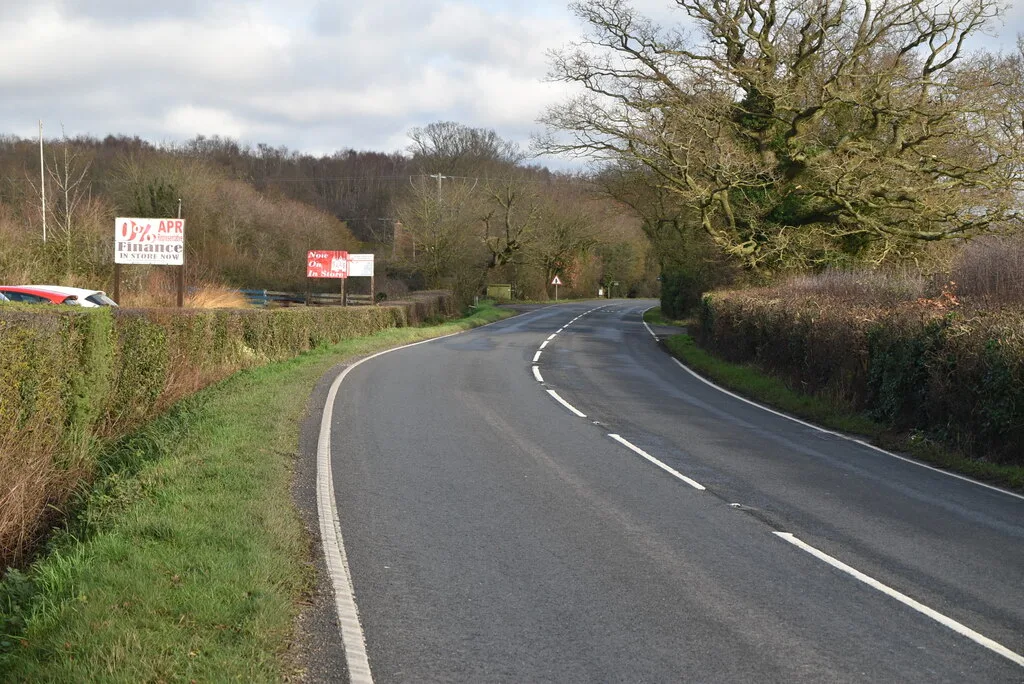 The A28 Hastings Road near Rolvenden Layne. The picture does not show the scene of the collision.